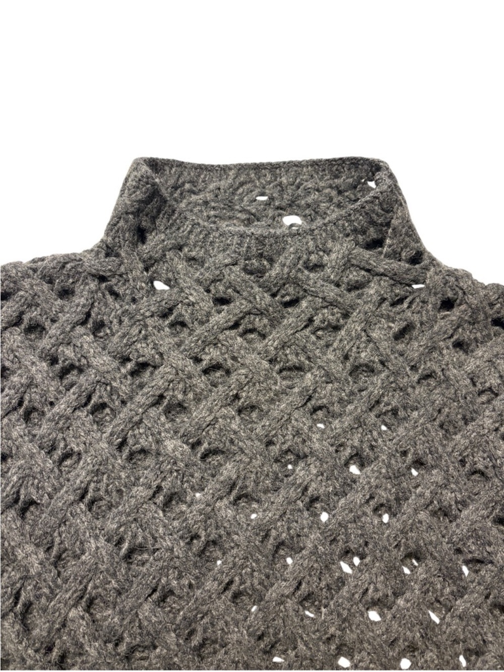 J. Crew Cross Cable Mockneck Sweater in Wool Blend M Charcoal Gray Wool Alpaca - Picture 3 of 7